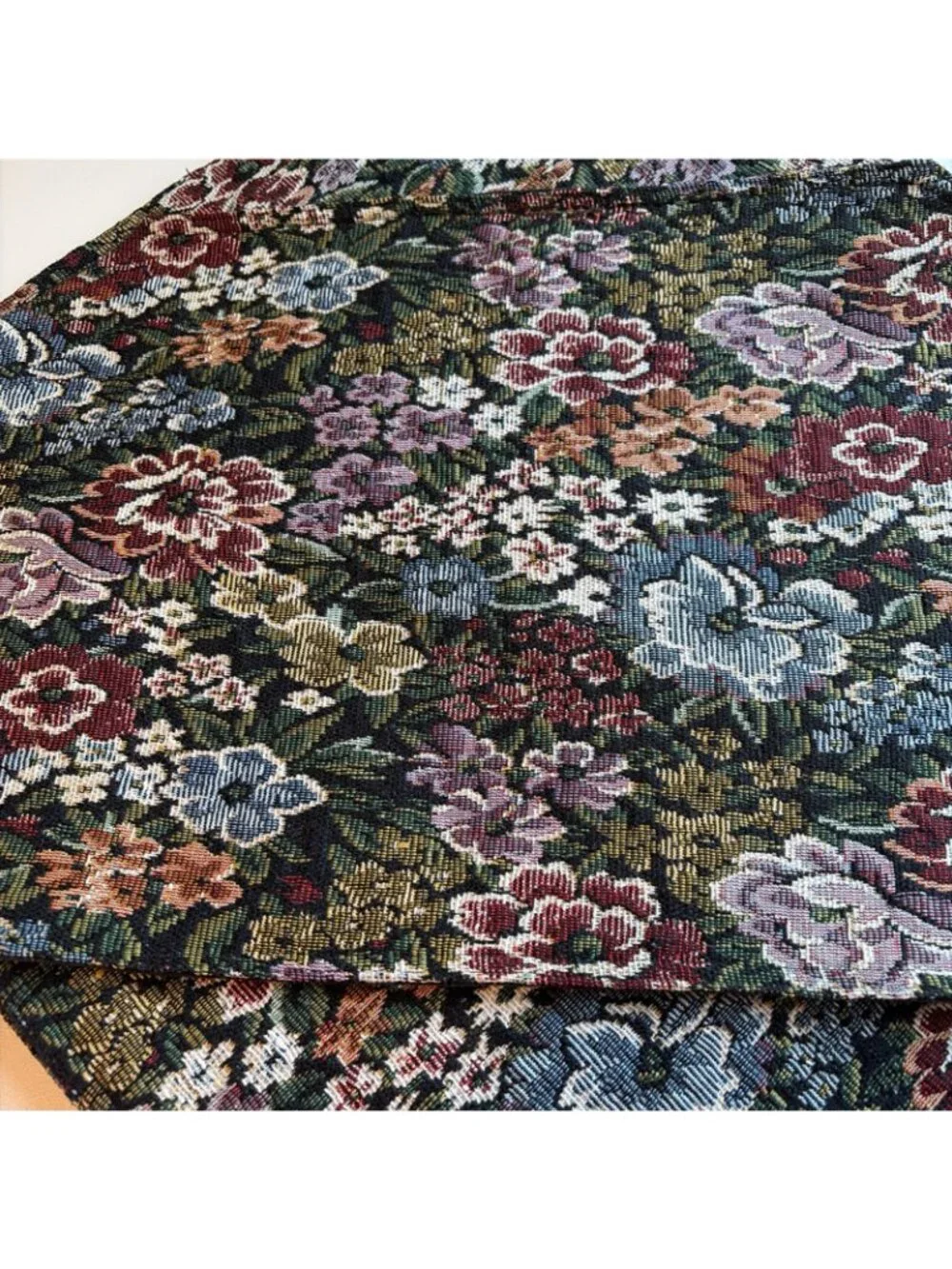 Set of 6 Vintage Tapestry Placemats Multicolor Floral 18 X 12 Octagon Grannycore
